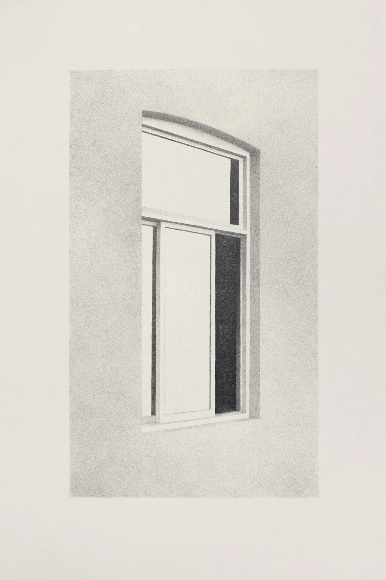 Drawing of a window in pencil on paper