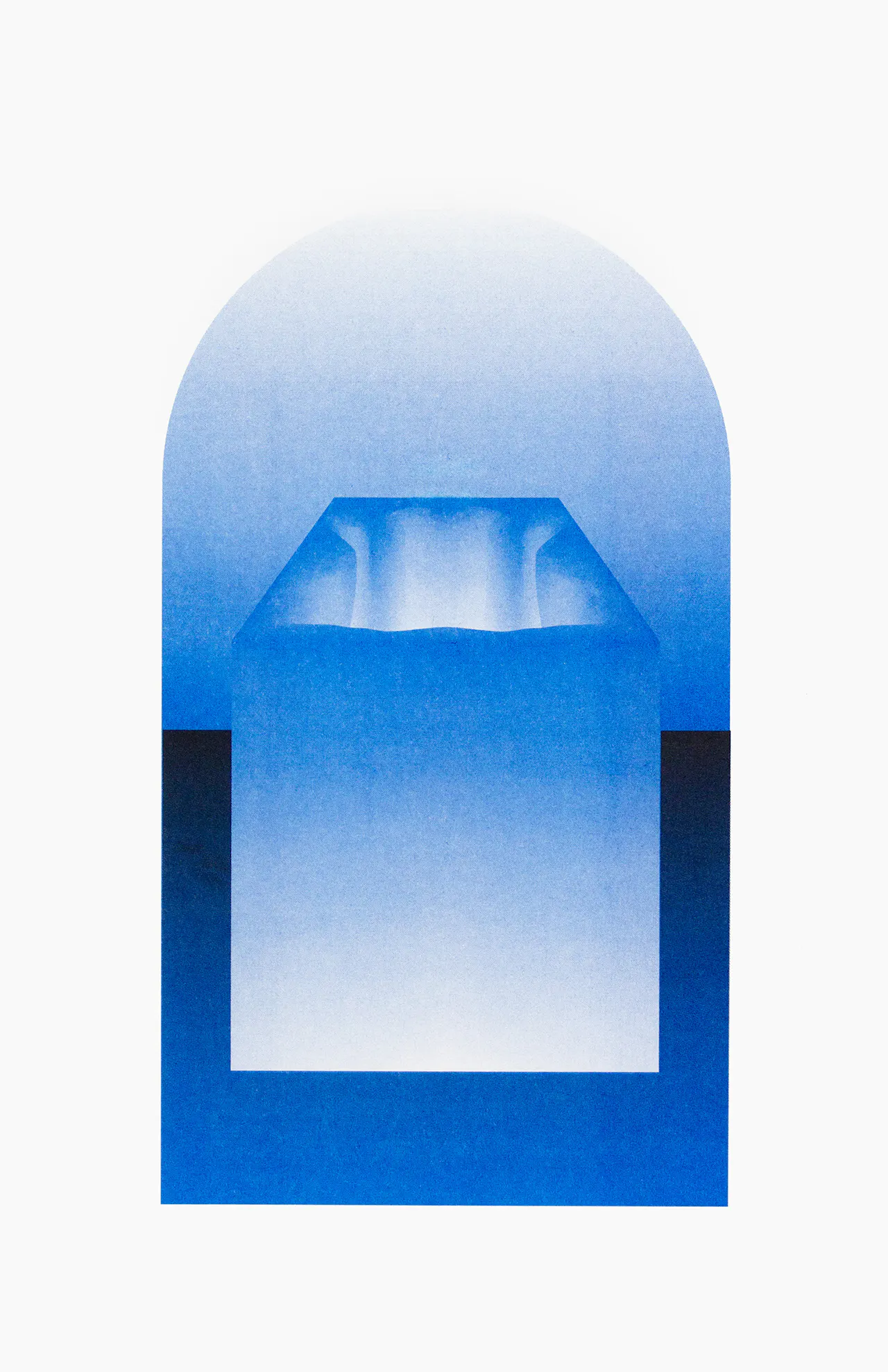 Black and blue abstract risograph print on paper