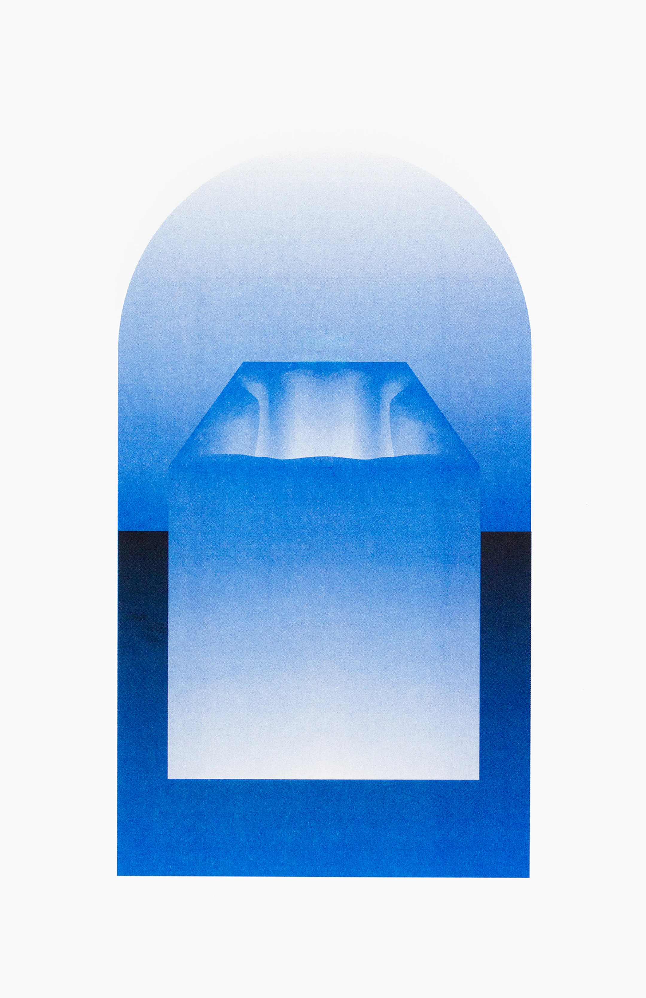 Black and blue abstract risograph print on paper