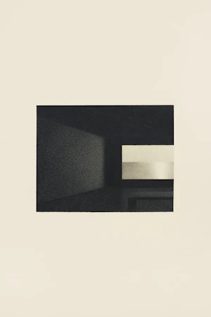 Drawing of an imaginary interior space in pencil on paper