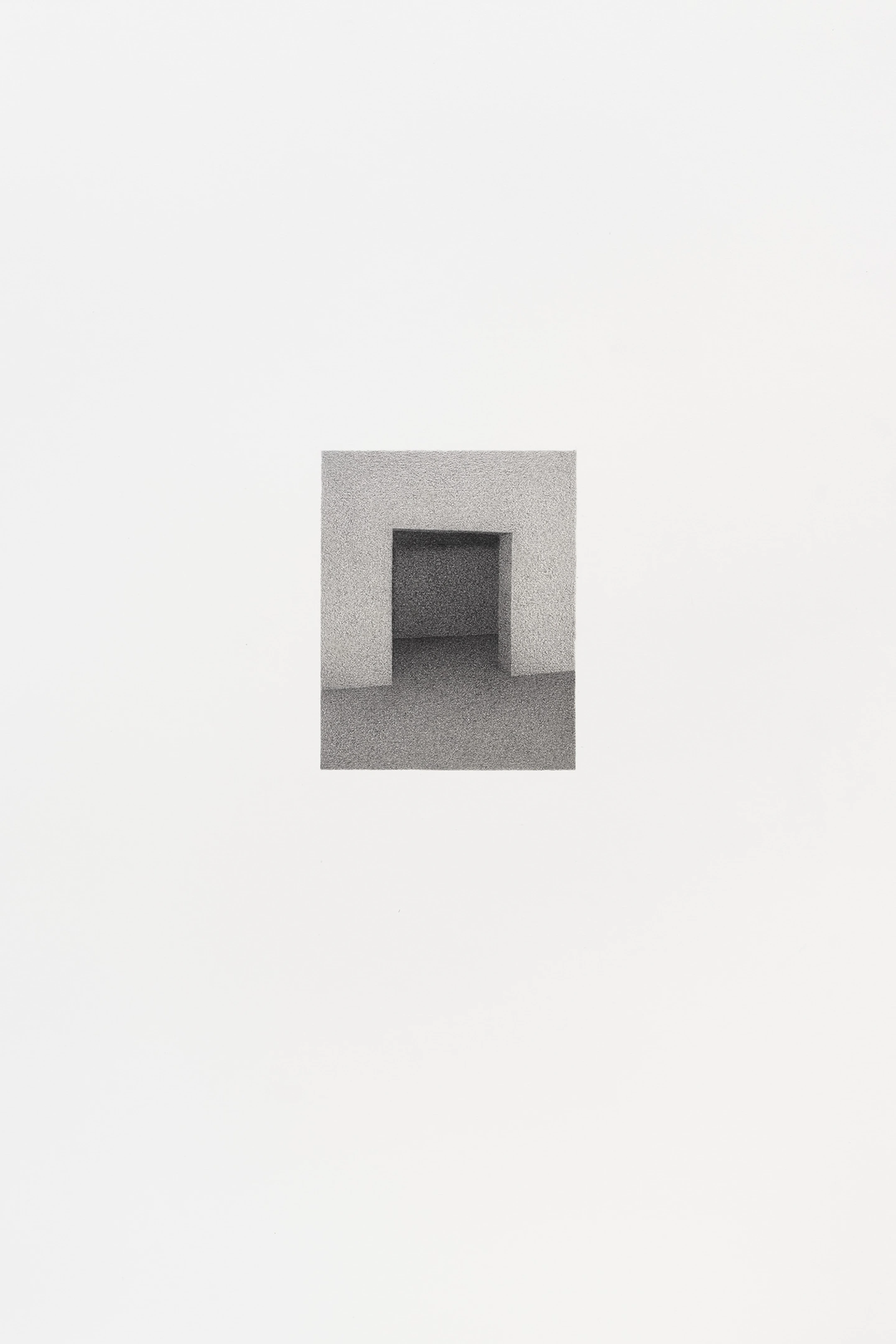 Drawing of an imaginary interior space in pencil on paper