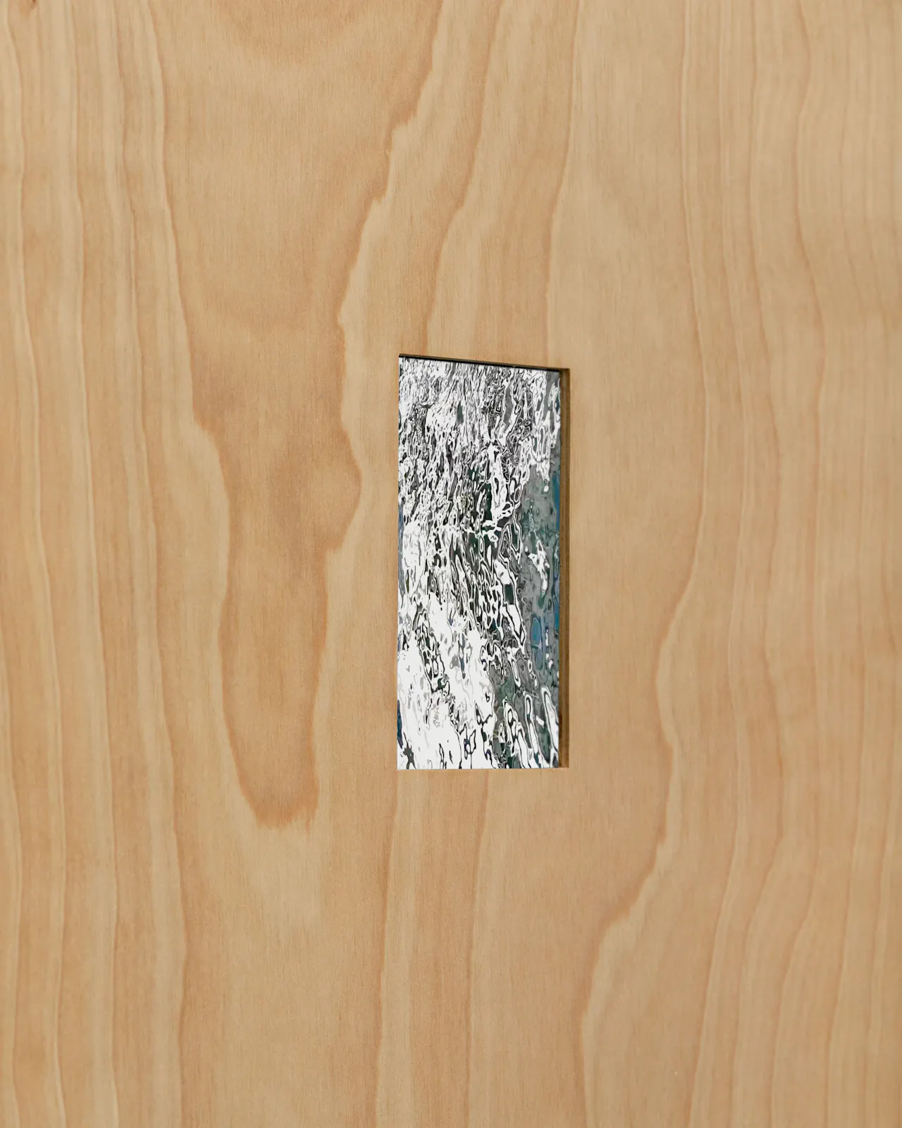 Single-channel video loop, electronic components, birch plywood, cloth-covered cord