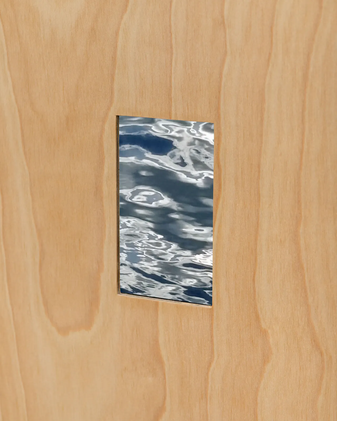 Single-channel video loop, electronic components, birch plywood, cloth-covered cord