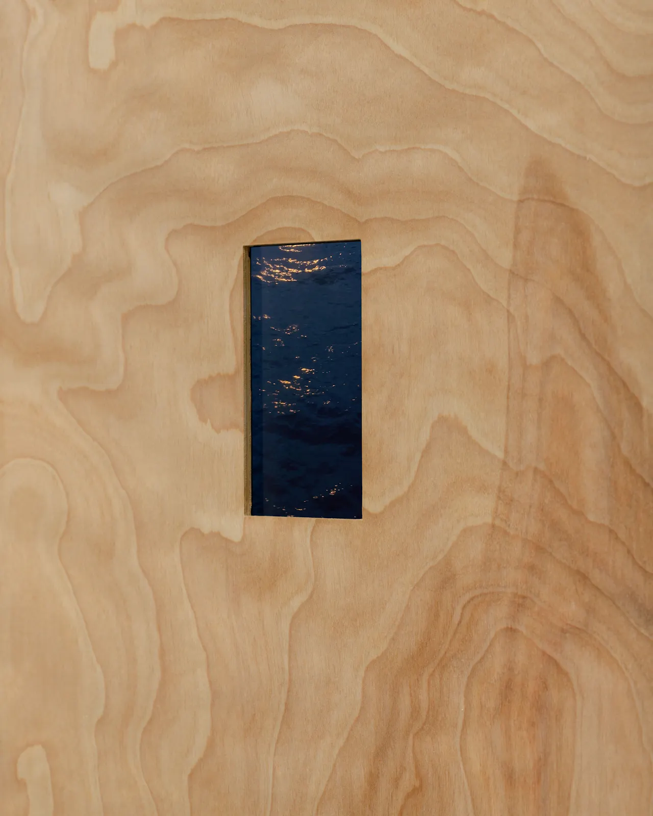 Single-channel video loop, electronic components, birch plywood, cloth-covered cord